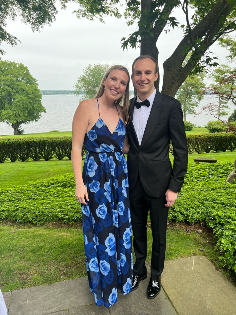 Lulu's Navy Maxi Dress with Blue Floral Print